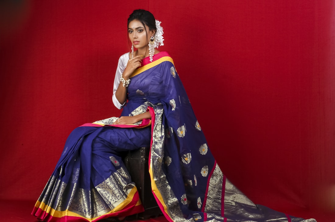Blue saree look