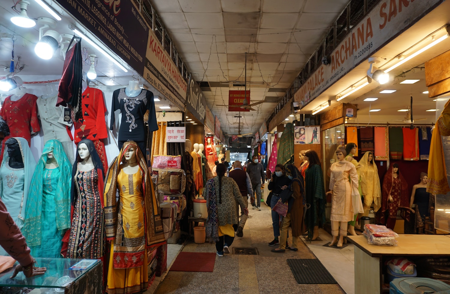 Inside the clothing store